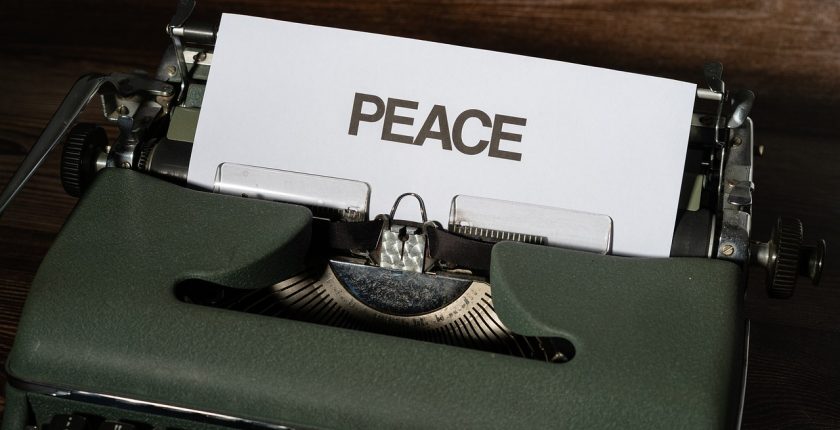 Typewriter and word peace